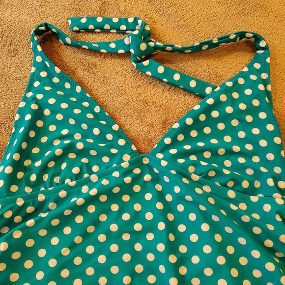 Target Teal Polka Dot skirted one piece swim suit - Picture 2 of 7